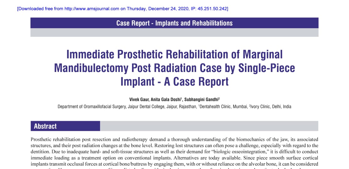 Immediate Prosthetic Rehabilitation of Marginal