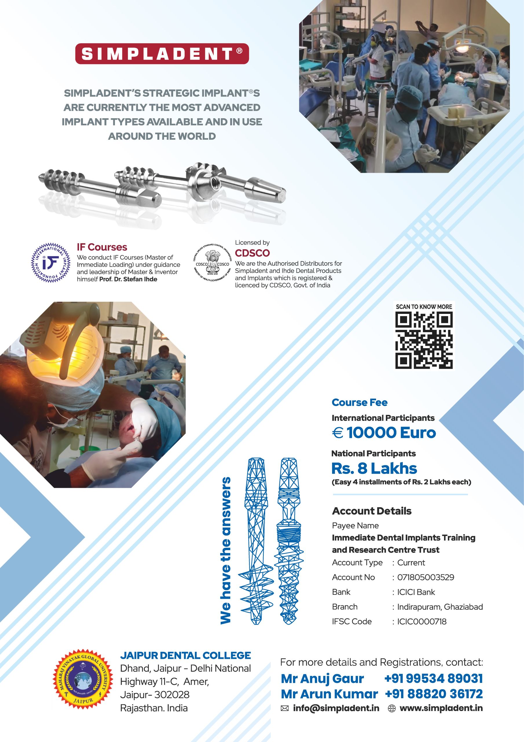 PG Diploma Programme in Immediate Loading Implants - 2023 - 2024 Brochure